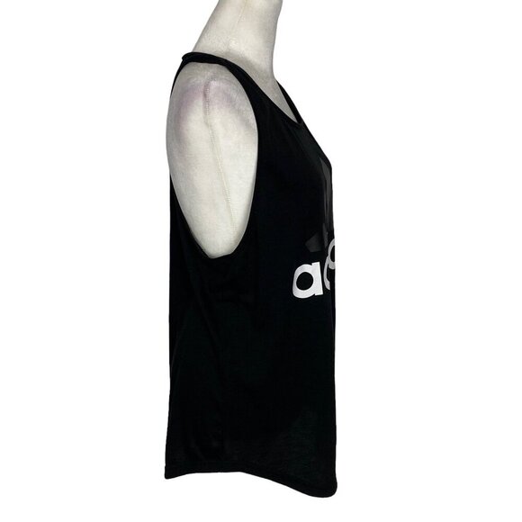 ADIDAS Women Racerback Tank Top Size M Black Logo on Front Athleisure Gym 14-7 - Picture 4 of 10